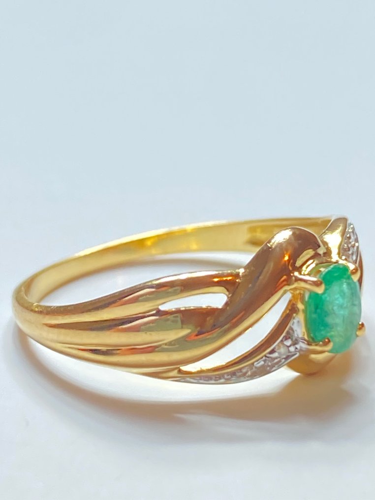 Sem preço de reserva - Anel - 18 K Ouro amarelo Esmeralda - Diamante #3.2
