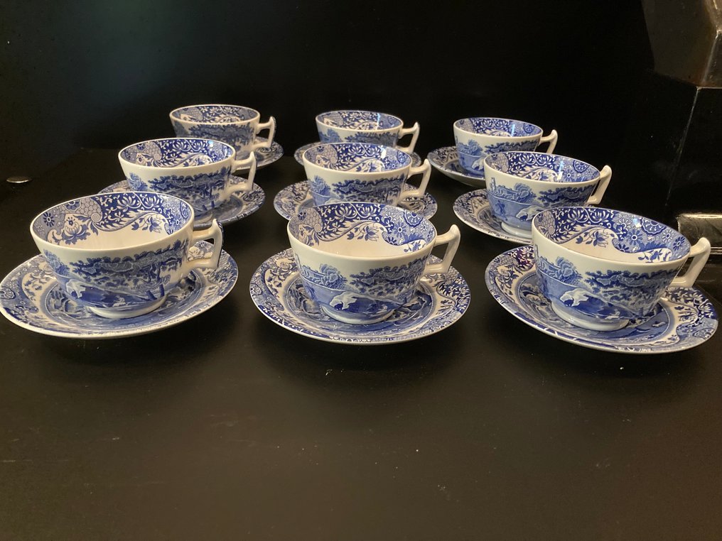 Spode, Copeland - Service à thé (18) - Faïence - Bleu italien #1.0