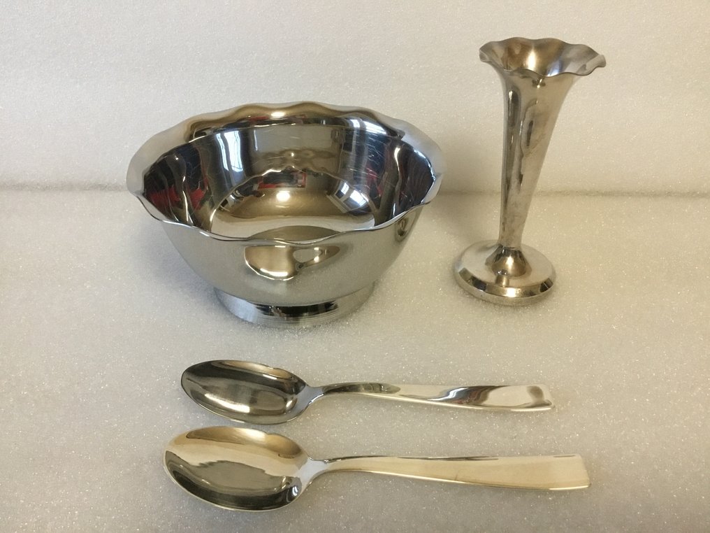 Sambonet e Fratelli Calderoni - Gio Ponti - Lusikka (4) - Hopeoitu, Teräs - Cucchiai Gio Ponti #1.0