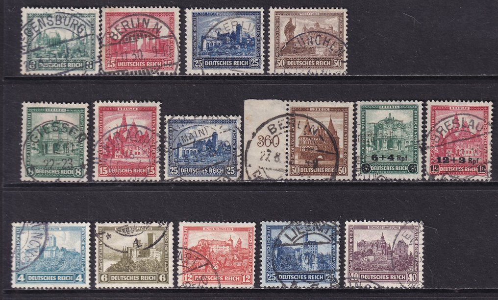 Γερμανική Αυτοκρατορία 1930/1932 - Γερμανική βοήθεια έκτακτης ανάγκης: Κτίρια (I)/(III), φρούρια και παλάτια. - Michel; 450/453,459/464,474/478 #1.0