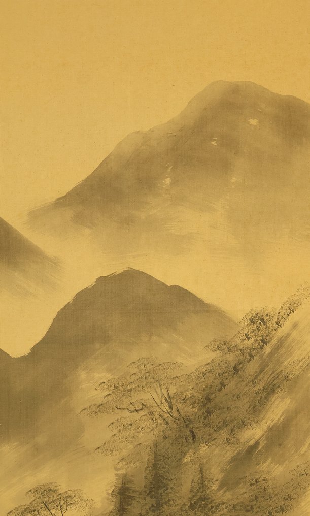 Suiboku Ink Landscape Sansui Mountains Rivers and Country House - with signature and seal 'Keisui' 渓水 - Giappone (Senza prezzo di riserva) #4.3