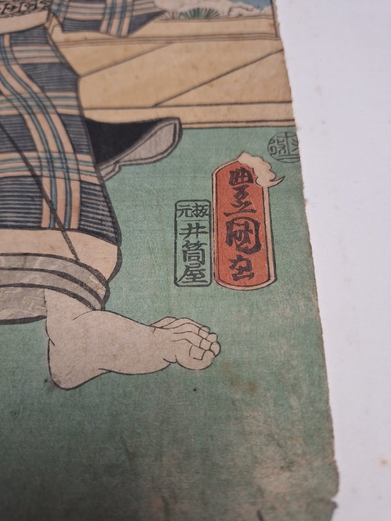 Xilografia Ukiyo-e Originale - Utagawa Kunisada (Toyokuni III) Attore Kabuki in Scena di Neve - XIX - Utagawa Kunisada (1785-1865) - Giappone - Tardo periodo Edo  (Senza prezzo di riserva) #1.0