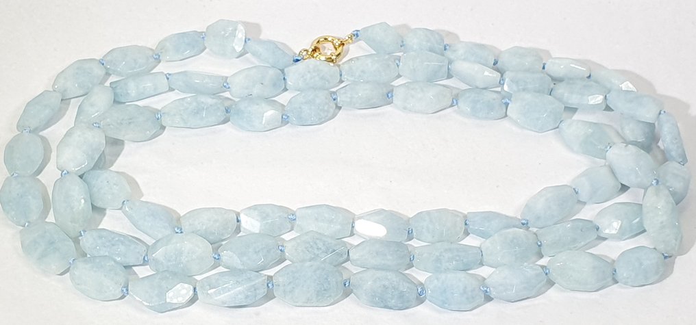 天然海蓝宝石 - 一等品质 - 幸福、青春与活力 - 925纯银 - 非常稀有 - 頸鏈 #2.1