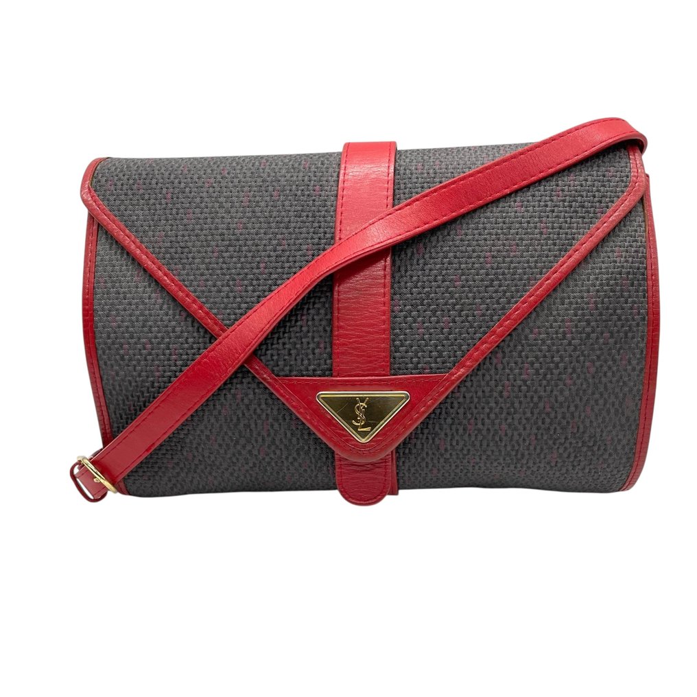 Yves Saint Laurent - YSL Vintage Triangle Logo Flap Shoulder Bag in PVC & Leather - Τσάντα ώμου #1.0