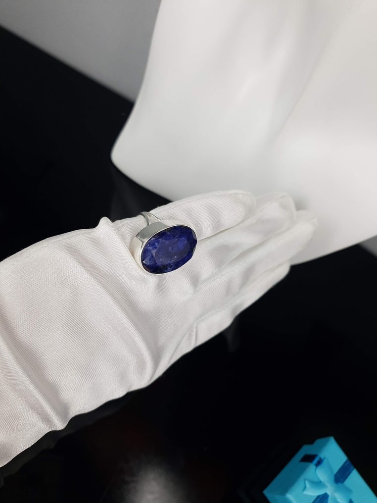 χωρίς τιμή ασφαλείας - Δαχτυλίδι Ασημί, Natural Safire Stone / Διάμετρος 18,5 mm #1.0