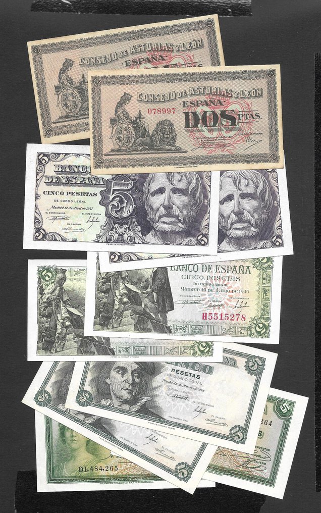 Spanyolország. - 10 Banknotes - Consecutives - various dates #1.0