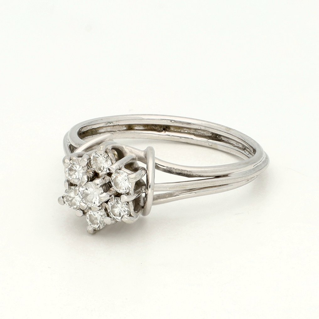 Ring - 18 karaat Witgoud Diamant (Natuurlijk) #1.0