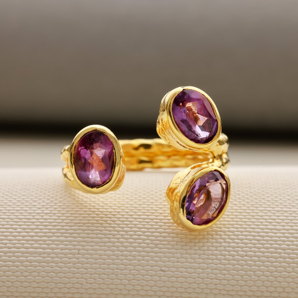 χωρίς τιμή ασφαλείας - Δαχτυλίδι Ασημί - 1.00ct. tw. Αμέθυστος - Με εργαστηριακή αναφορά #4.3