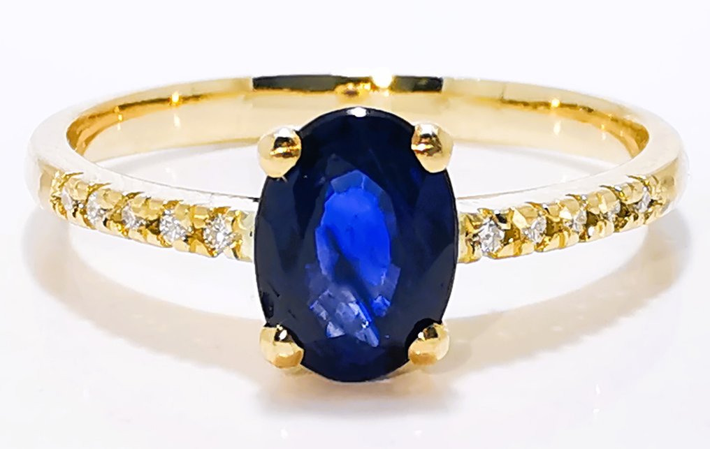 χωρίς τιμή ασφαλείας - Δαχτυλίδι - 14 καράτια Κίτρινο χρυσό - 0.63ct. tw. Ζαφείρι - Διαμάντι #3.2
