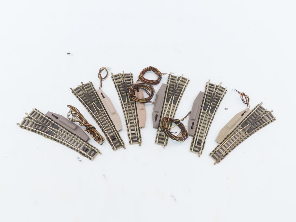 Fleischmann N - 9170/9171 - Voie ferrée pour trains miniatures (6) - Railkavel en 6 pièces avec aiguillage gauche/droite et commande électrique, Piccolo. #1.0