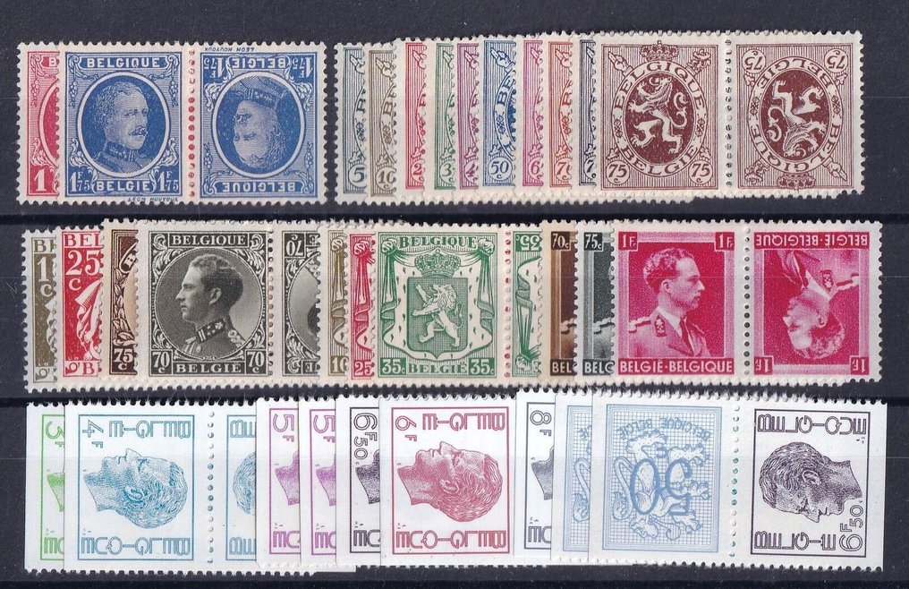 比利時 1922/1978 - 倒置邮票，完整目录 - POSTFRIS - OBP/COB KP1/31 #1.0