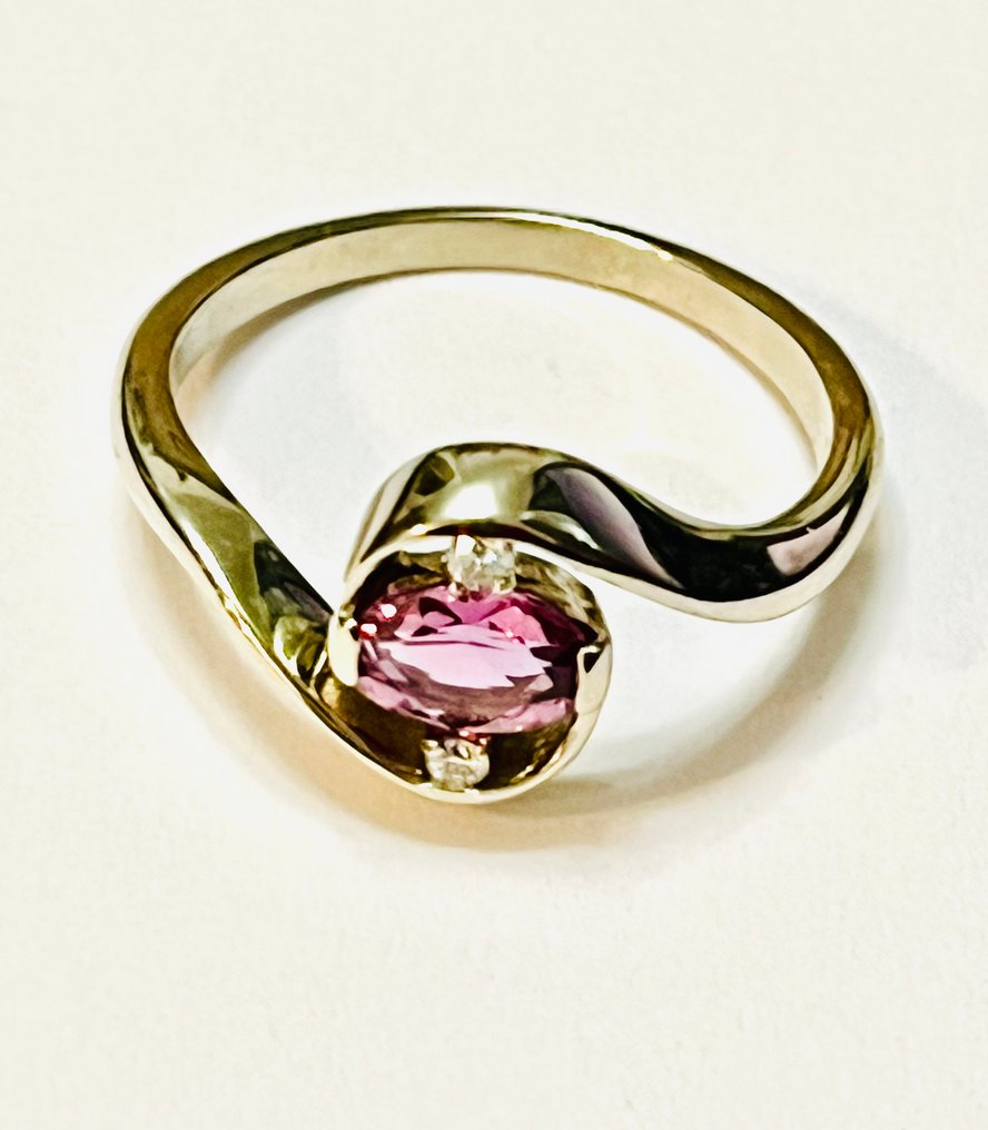 Gyűrű - 14 kt. Fehér arany -  0.53ct. tw. Zafír - Gyémánt #1.0