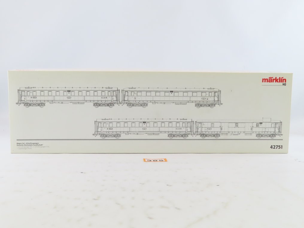 Märklin H0 - 42751 - Set Machetă tren transport călători (1) - Set de delige pentru trenuri rapide, clasele a doua și a treia și bagaje - DRG #2.1