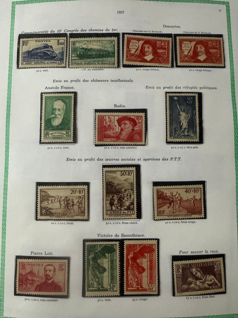 Frankrijk - Yvert 334/371 'Jaar 1937' waarvan Samothrace in nieuwstaat ** en * - TB #1.0