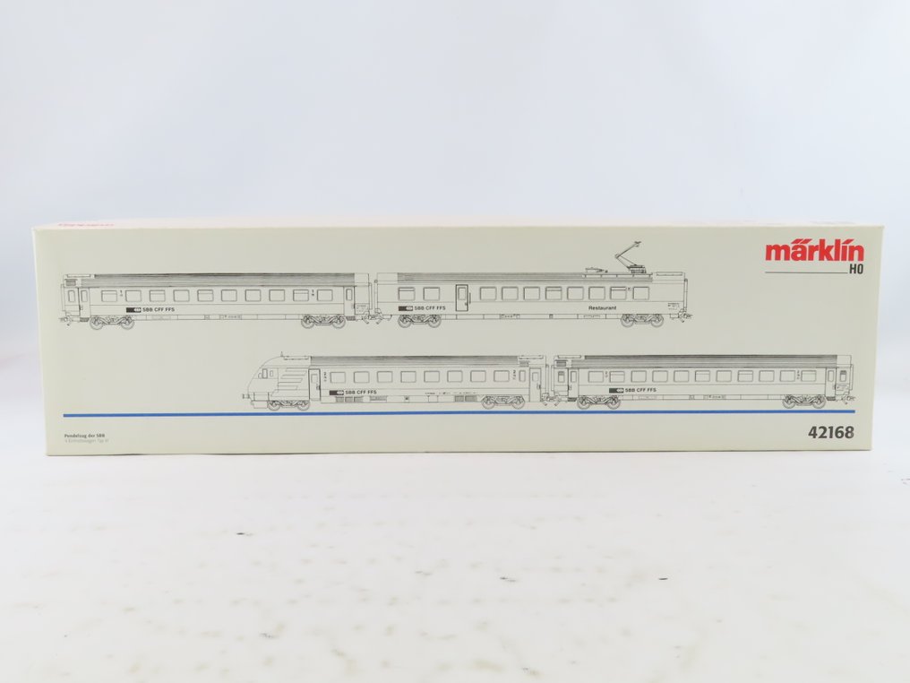 Märklin H0 - 42168 - Conjunto de vagones de tren de pasajeros a escala (1) - Conjunto de 4 trenes de cercanías, con cabina de control. - SBB #4.3