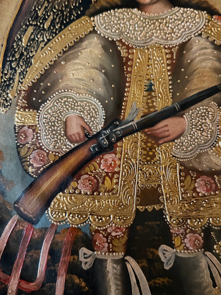 Cuzco school (Mid XX) - Archangel St Miguel with Archebus #3.2