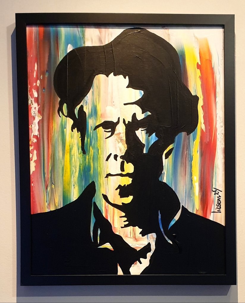 Liesens - Tom Wait Walzing Mathilde (handpainted on canvas) met lijst #1.0