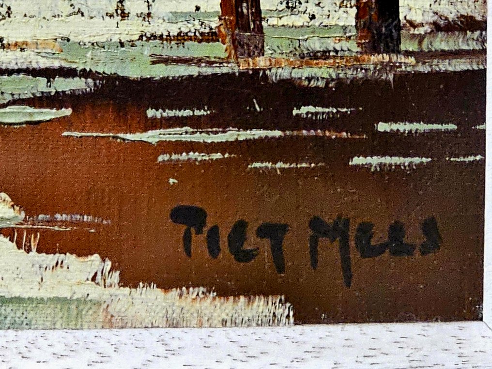 Piet Mees (XX) - Wintergloed in sneeuwlandschap. #3.2