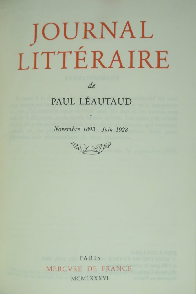 Paul Léautaud - Journal littéraire 1893-1956 + Index - 1986 #4.3
