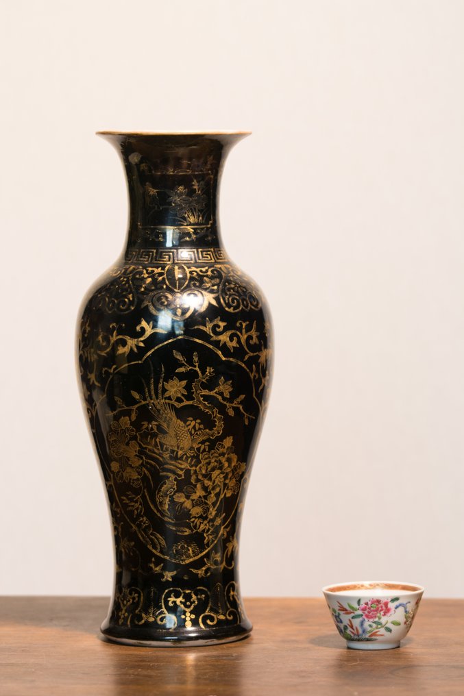 Baluster花瓶 - 瓷器, 金色 - 中國 - 清朝（1644-1911） - Mirror Black Goldleaf #3.2