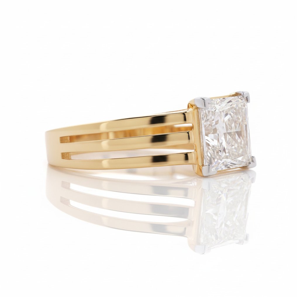 Sormus - 14 kt. Keltakulta -  4.00ct. tw. Timantti (Laboratoriossa kasvatettu) #4.3