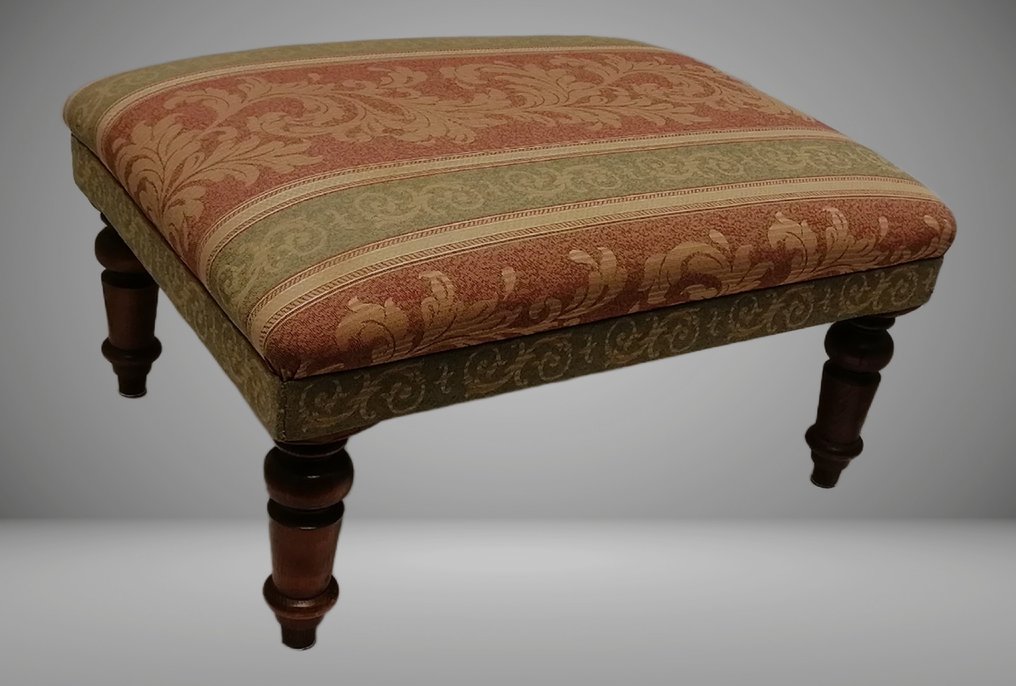 Elegant breed 1950s hocker - 无靠背长软椅 - 桃花心木 - 木材 - 用高品质纺织品装饰 #1.0