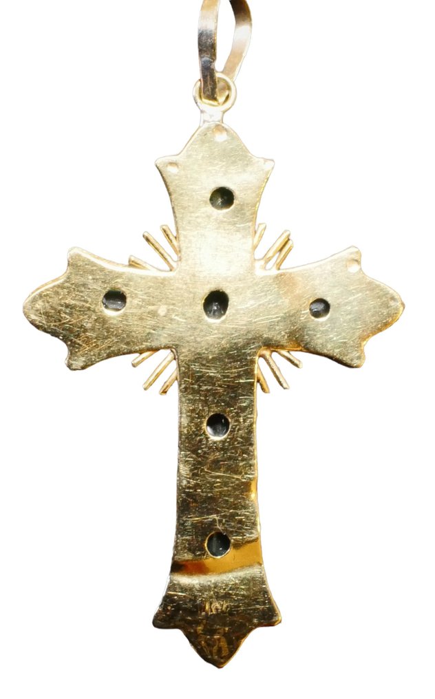 十字架吊坠 - 18K包金 黄金 祖母绿 - 祖母绿 #4.3