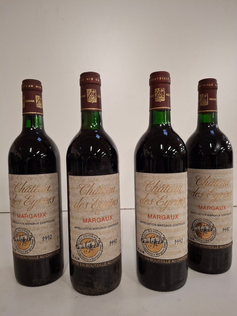 1990 Château des Eyrins - Margaux - 4 Flaskor (0,75L) #1.0