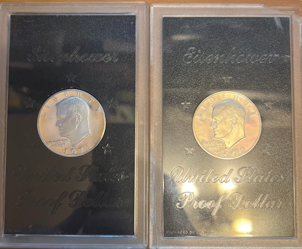 Verenigde Staten. 1 Dollar 1971-S & 1972-S Eisenhower (2 monete) Proof (Zonder minimumprijs) #1.0
