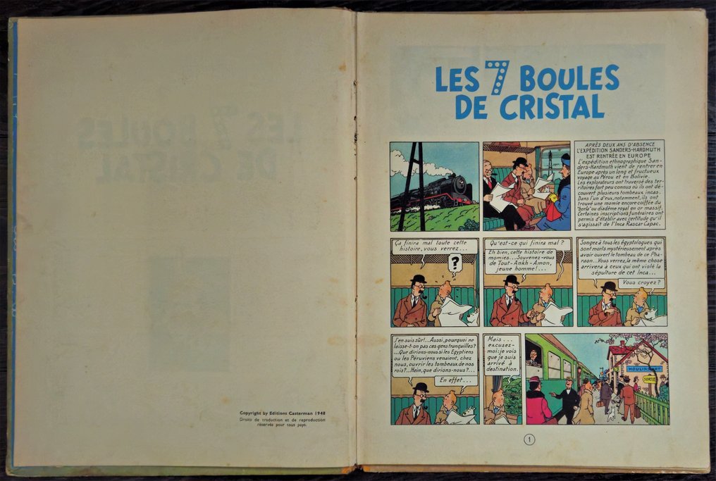 Tintin T13 - Les 7 boules de cristal B2 1948 - 1 Album - Erstausgabe #3.2