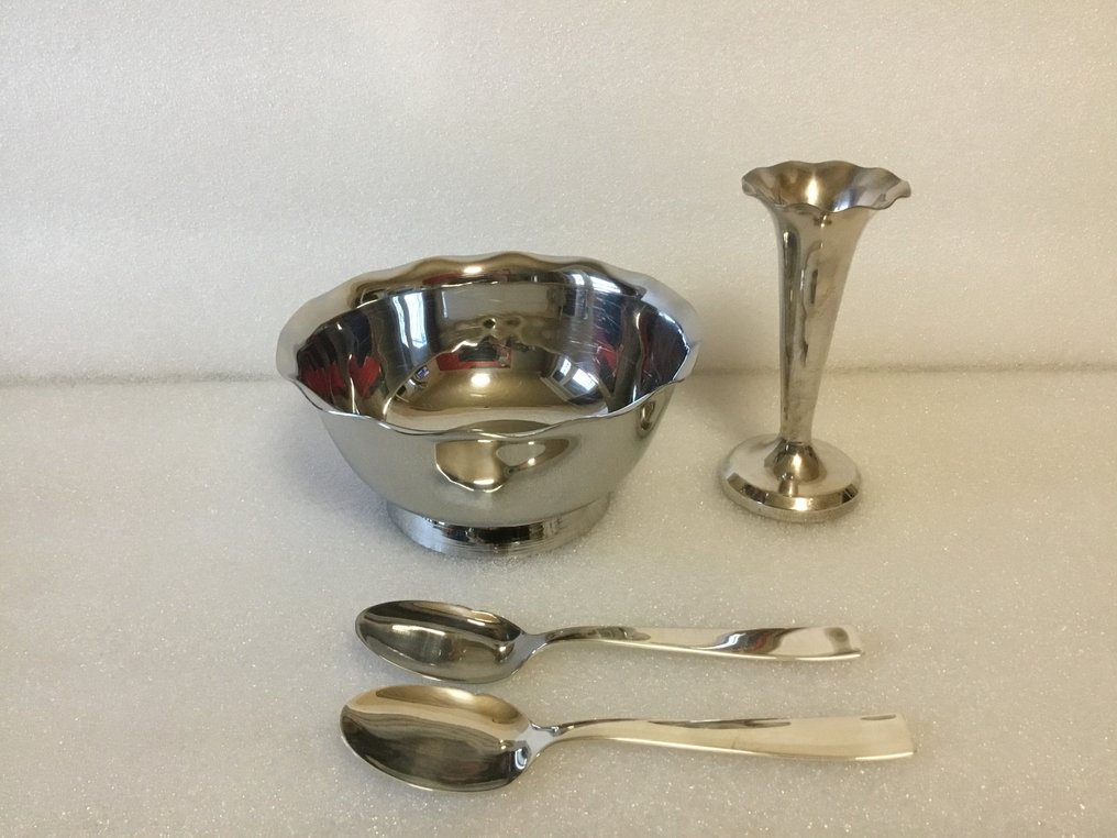 Sambonet e Fratelli Calderoni - Gio Ponti - Lusikka (4) - Hopeoitu, Teräs - Cucchiai Gio Ponti #1.0