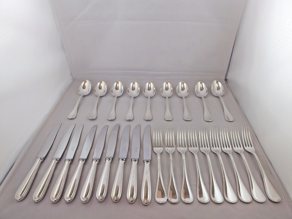 Christofle - Bestik sæt (27) - perler - Forsølvet - til 9 personer #2.1