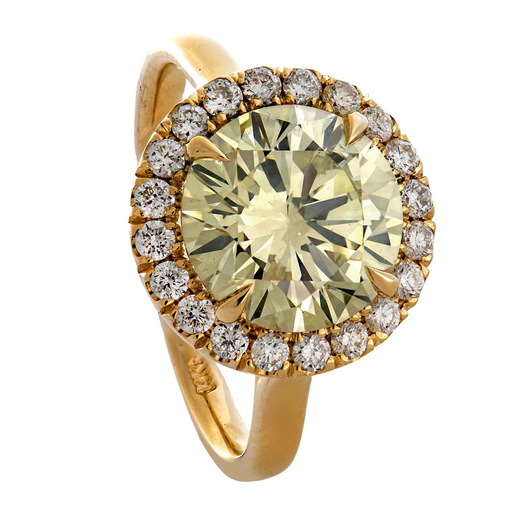 Ei pohjahintaa - Sormus - 14 kt. Keltakulta - 3.57ct. tw. Keltainen Timantti (Luonnonvärinen) - Timantti #1.0