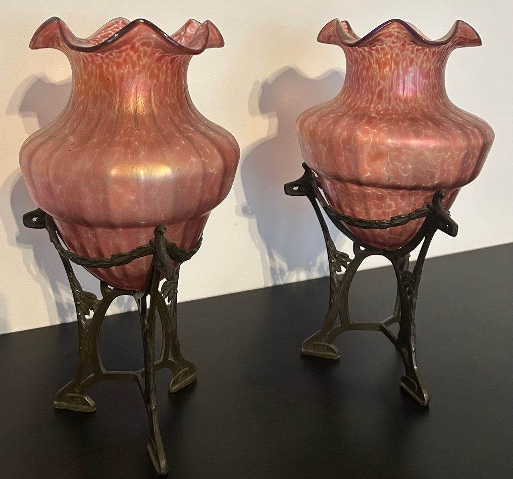 Loetz - Johann Loetz - Vaas (2) - Messing - Loetz papillon de keir #1.0