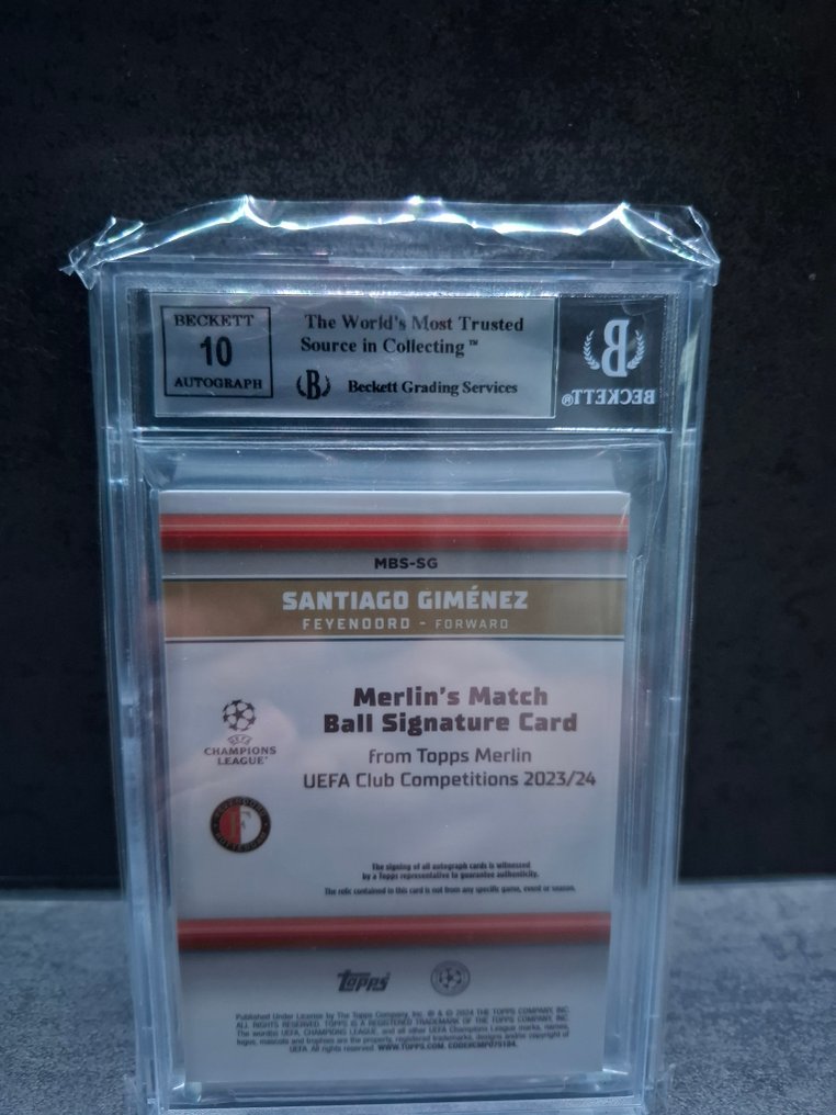 2023/24 Topps Santiago Gimenez Κάρτα με αυτόγραφο, Αναμνηστική κάρτα, Περιλαμβάνει πιστοποιητικό γνησιότητας - Beckett 8.5 - 1 Graded card #4.3