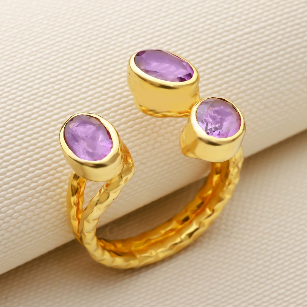 χωρίς τιμή ασφαλείας - Δαχτυλίδι Ασημί - 1.00ct. tw. Αμέθυστος - Με εργαστηριακή αναφορά #1.0