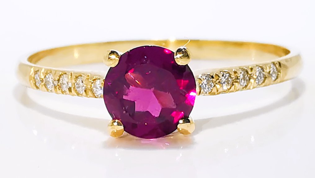 χωρίς τιμή ασφαλείας - Δαχτυλίδι - 14 καράτια Κίτρινο χρυσό - 0.45ct. tw. Γρανάτης - Διαμάντι #1.0