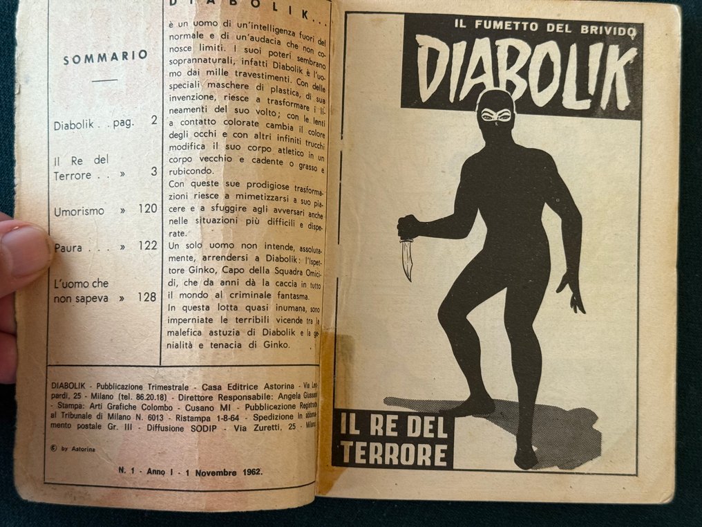 Diabolik 1 - diffusione Sodip - Il re del terrore - 1 Comic - Reprint - 1964 #3.2