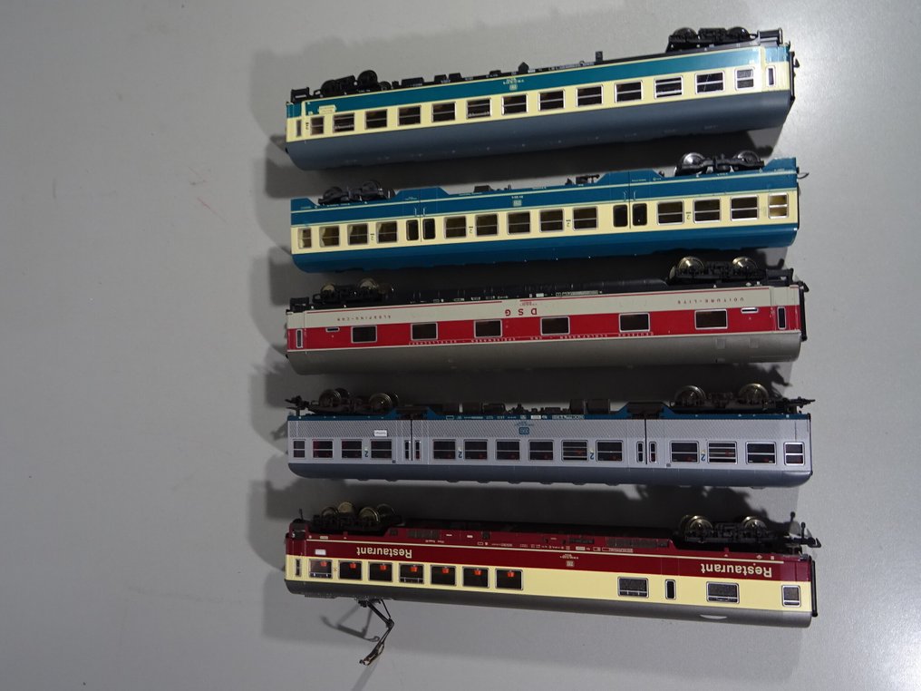 Fleischmann H0 - Wagon de passagers pour trains miniatures (5) - 5 x véhicules divers IC - DB #2.1