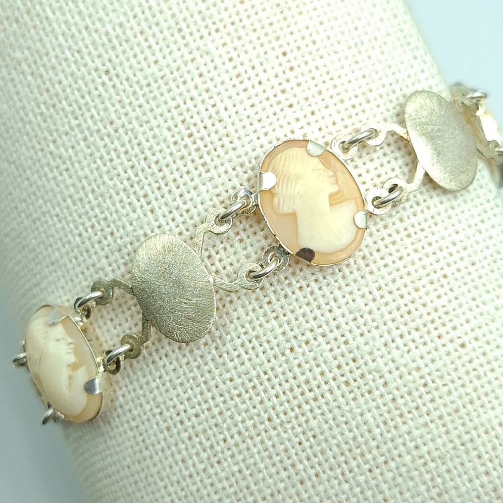 Zonder minimumprijs - Armband Zilver - 43.00ct. tw. Carneool - Cameo Antico Dorato #2.1