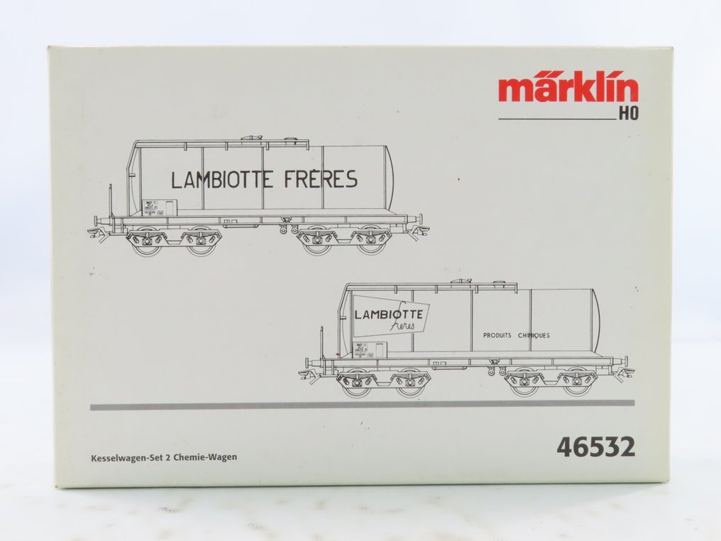 Märklin H0 - 46532 - Σετ τρένου μοντελισμού μεταφοράς εμπορευμάτων (1) - 2 Minerale-oliewagens Scywf «Lambiotte Frères» - SNCF #3.2