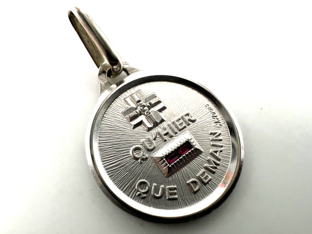 Zonder minimumprijs - A. Augis - Hanger - 18 karaat Witgoud - Robijn #1.0