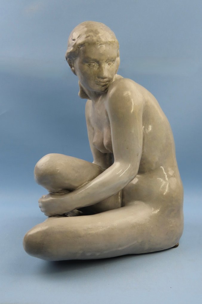 Prof. Fritz Klimsch (1870-1960) - Statue, Iris - gemerkt - 29 cm - Faïence - 1950 #3.2