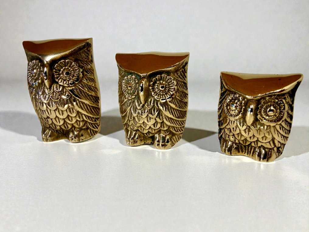 Caravell Design - Owls - Statuette - 1960's vintage (3) - Messing #3.2