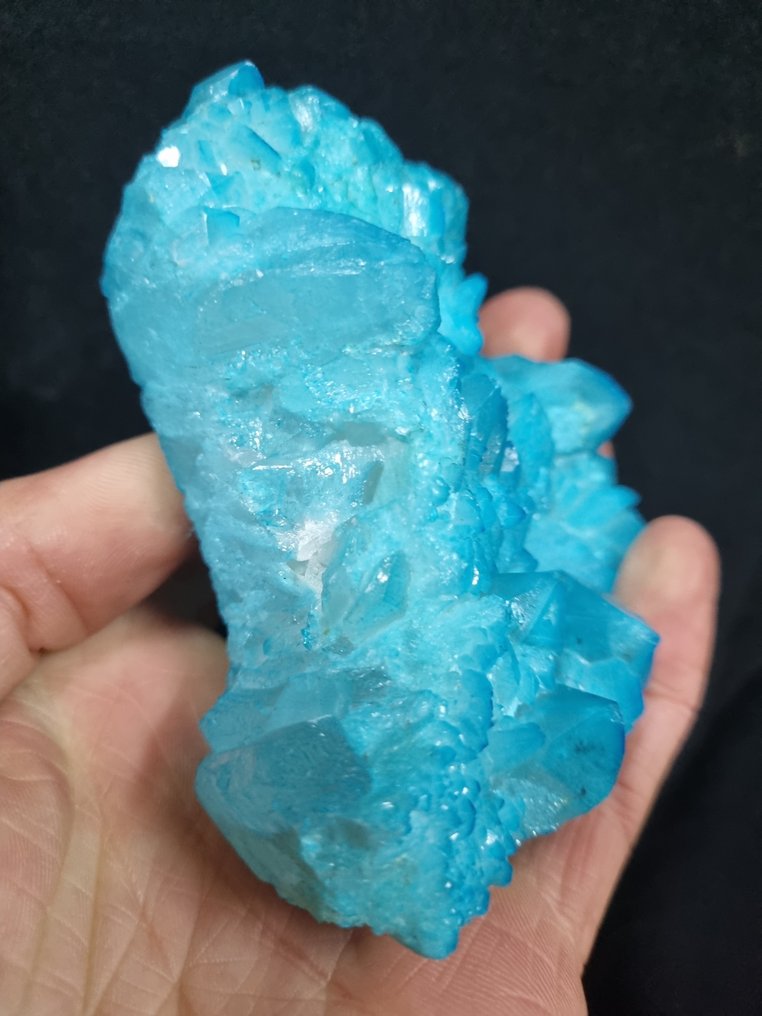 Very large Aqua Aura Quartz Crystal Crystal cluster - Height: 105 mm - Width: 80 mm- 436 g #3.2