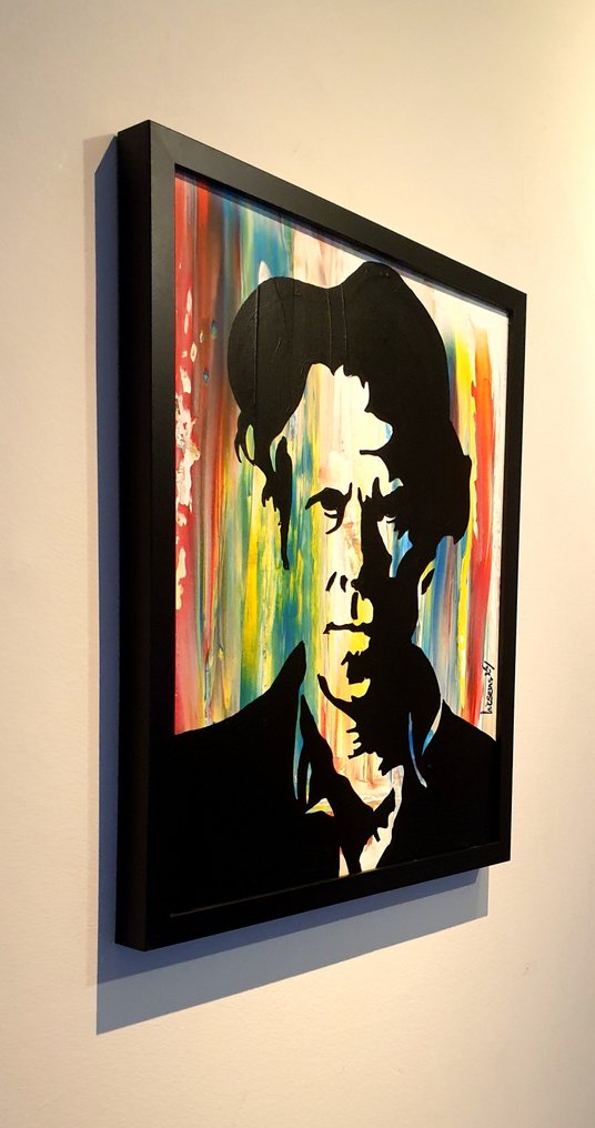 Liesens - Tom Wait Walzing Mathilde (handpainted on canvas) met lijst #2.1