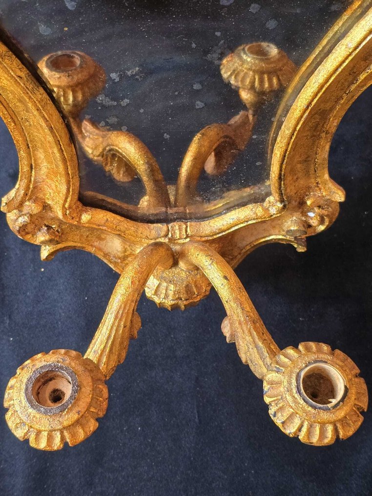 壁突式照明 (2) - 镀金木 - 古董镜子壁灯（高46厘米） #4.3