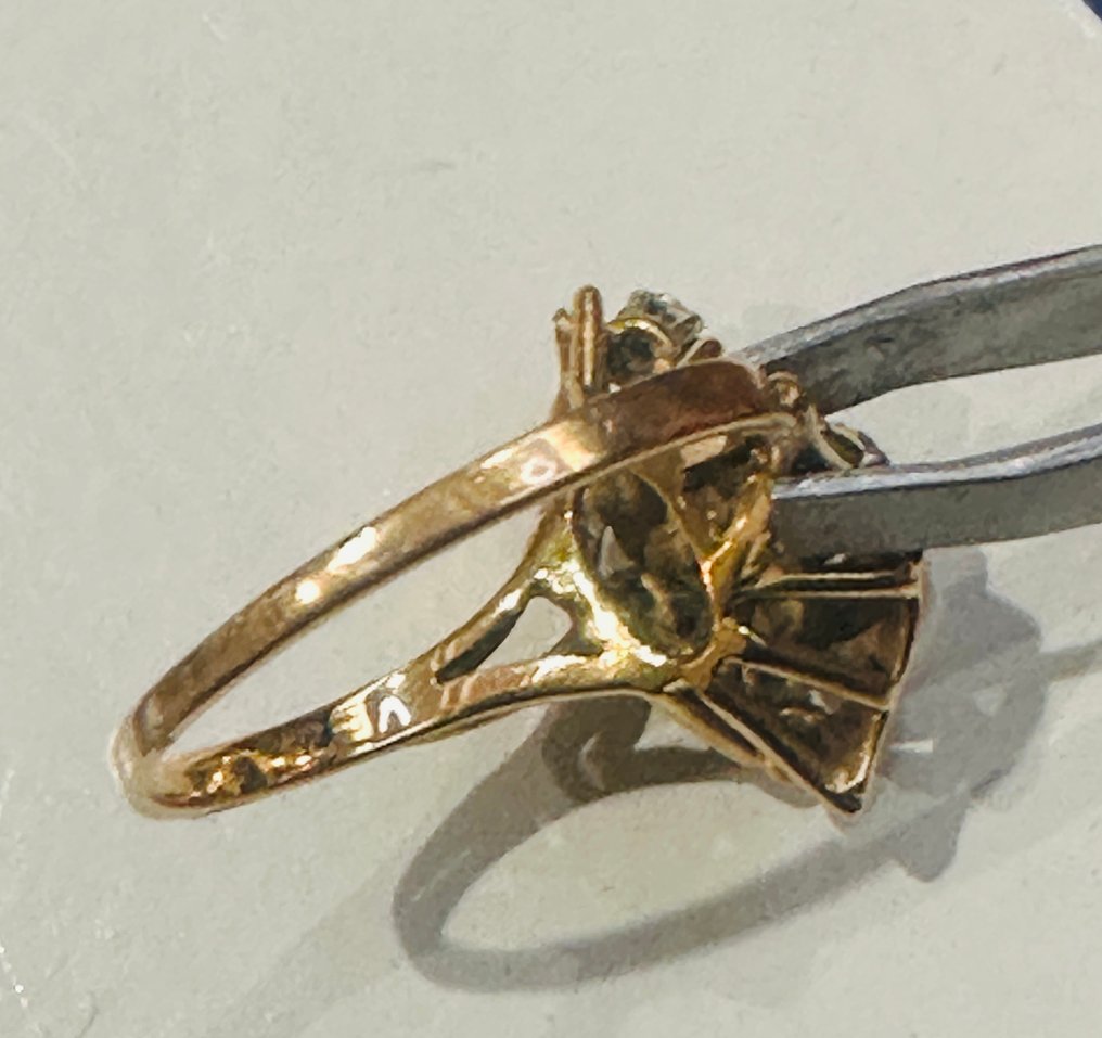 Bague de cocktail - 18 carats Or jaune, Or blanc Perle - Diamant #1.0