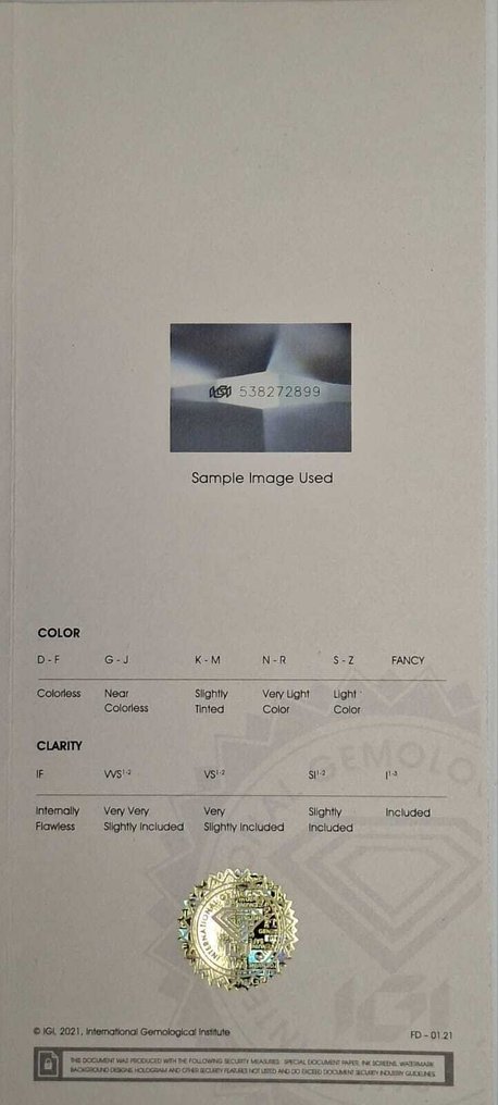 1 pcs Diamond (Natural) - 1.50 ct - Round - E - IF - International Gemological Institute (IGI) #1.0