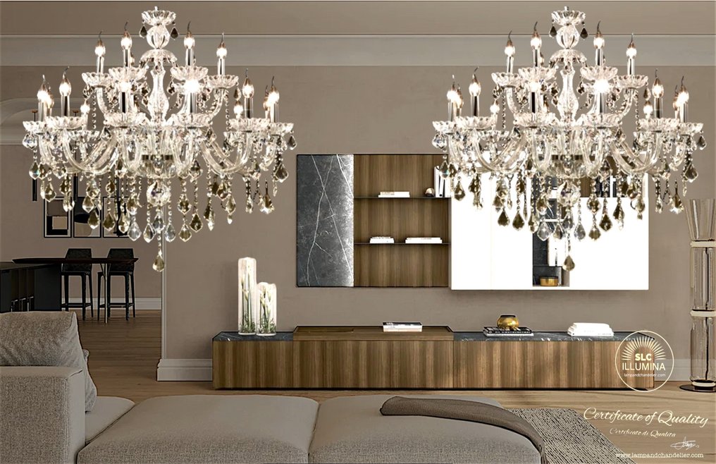 SLC Illumina - MG - Πολυέλαιος (2) - MT 18 Luci - Κρύσταλλο - ΜΤ18Λ #1.0